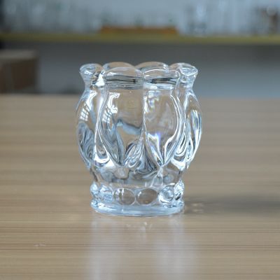 Lotus thick wall glass candle container for home decoration