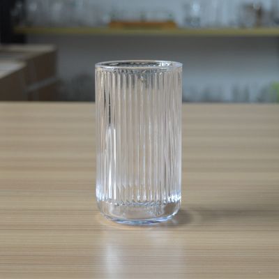 Custom stria pattern glass candle jar for tealight /soy wax