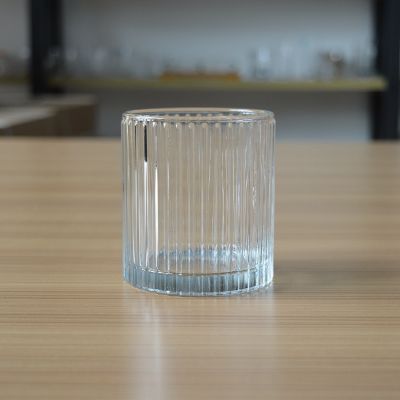 Custom round ribbed glass candle jar for tealight /soy wax