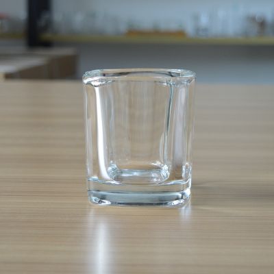 Customized thick wall square glass candle cup with 275ml volume