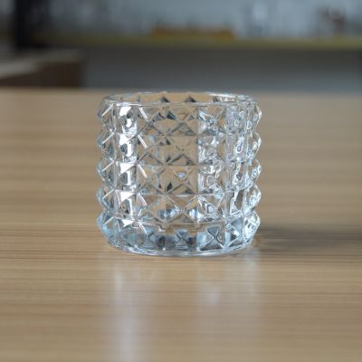 Round thorn embossed heat resistant glass candle jars glass candle jar