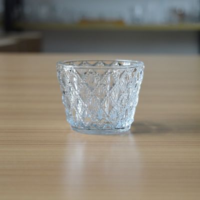 Unique custom engraved retro heat resistant glass candle jars glass candle holder