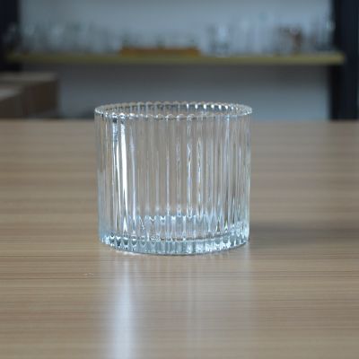 High grade ribbed glass container for candle with 500ml capactiy
