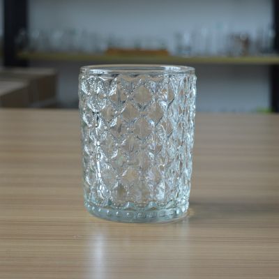 Customized retro engraved heavy glass candle jar with 650ml volume
