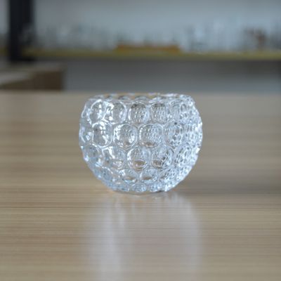 Custom small ball shape engraved glass candle container/ jar