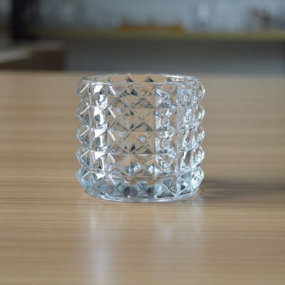 Unique round thorn embossed heat resistant glass candle jars glass candle holder