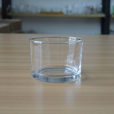Simple round wide top glass candle jar with 490ml volume