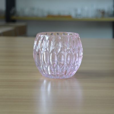 Household custom pink spray color ball shape glass container for candle