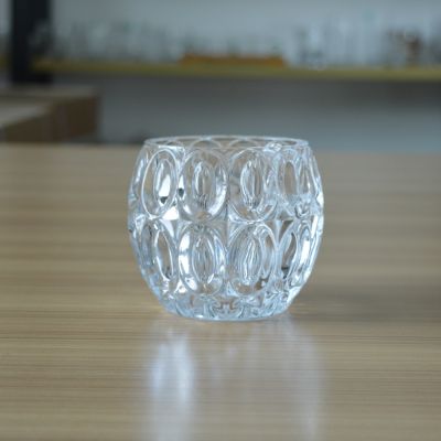 Household custom transparent engrave ball shape glass container for candle