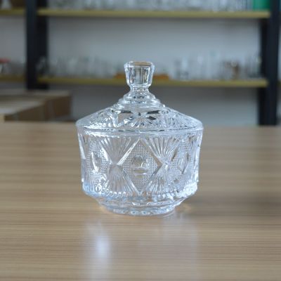 Household banquet glass candy jar with glass lid