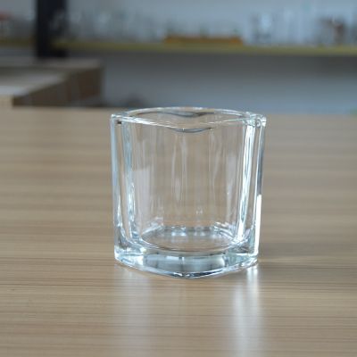 Customized thick wall square glass candle container