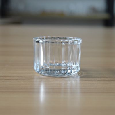 High quality round ribbed small glass container for candle