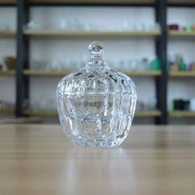 Household unique dimpled strawberry shape glass candy jar with lid glass container with lid