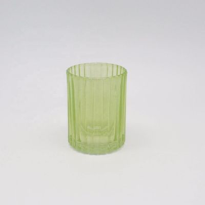 Green ribbed glass cndle jar for custom color