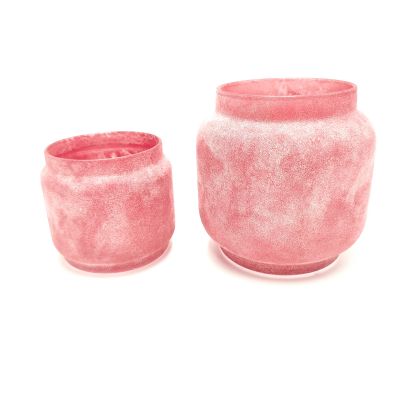 pink frosted glass candle jars and glass candle vessel for sale
