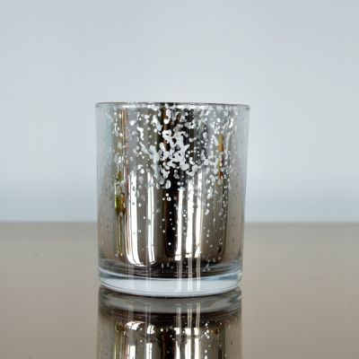 High quality Silver speckled Glass votive Tealight Candle holder