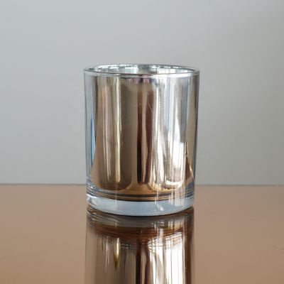 Silver electroplating craft glass candle jar with 400ml volume