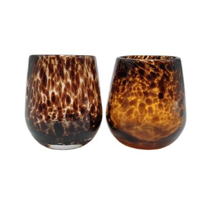 Unique Solid Amber Leopard Glass Candle Container And Candle Glass Jar