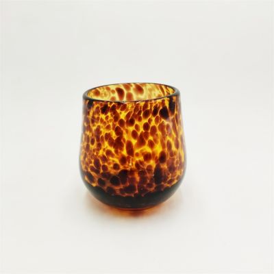 Unique design leopard print glass candle holder