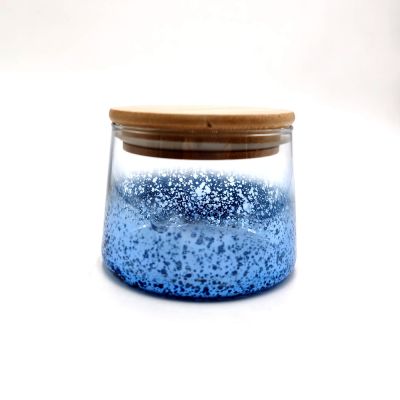 mercury glass candle jar with wooden lid/wholesale candle jars glass