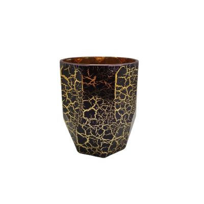 Purple gold cracked paint scented glass candle holder