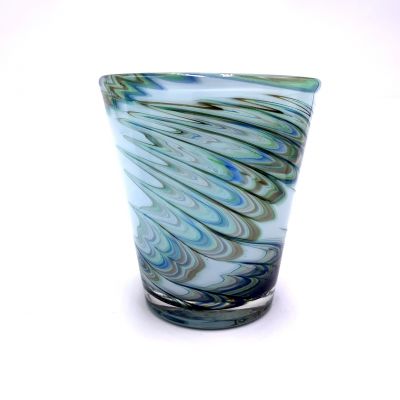 hand made dishwasher safe unique swirl glass candle cup and water glass tumbler for sale