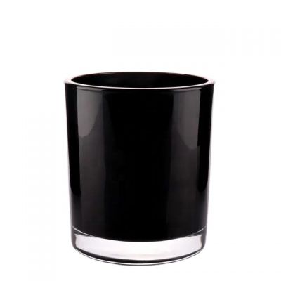 2021 New glossy bright crystal black 11oz candle jar container with high end gift box and pretty lid cover