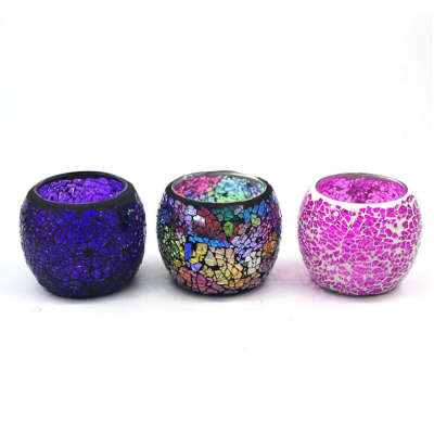 Wholesale Candle Cups Colorful Mosaic Clear Glass Candle Jar for Home Decor Spa Gift Choice