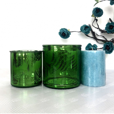 Wholesale 30cl green glass candle jars with cork lid for candle making