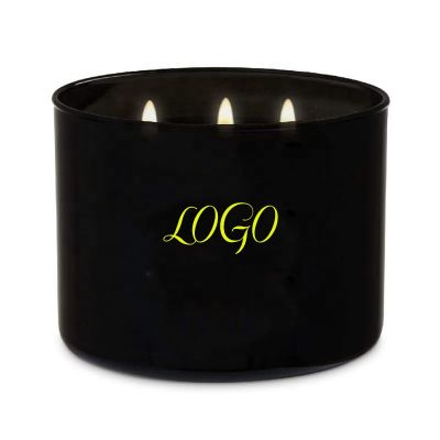 Hot sale new 17 Ounce Handmade Matt Black Glass Aromatherapy Candle jar 3 Wick Pure Soy Wax container