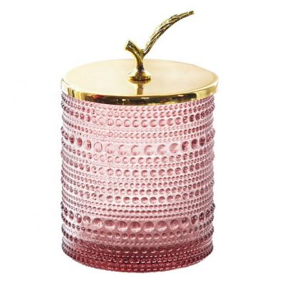 Luxury candle jars Embossed Glass Candy Jar
