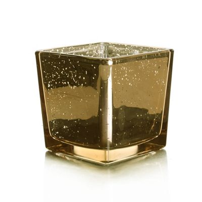 Gold 300ml square mercury thick glass candle jar holder elegant wax container wedding party office decoration