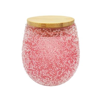 2020 New design pink round glass decor candle holder jar for wedding and festival