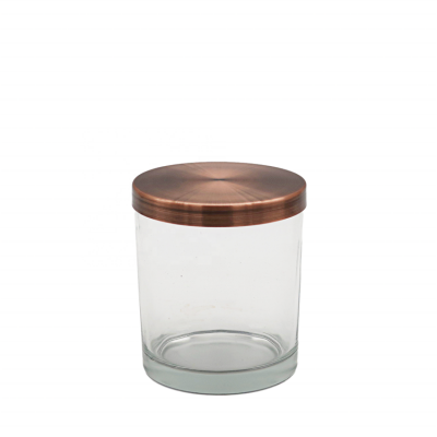 Clear Glass Candle Jars With Metal Rose Gold Lid In Bulk For Home Decor