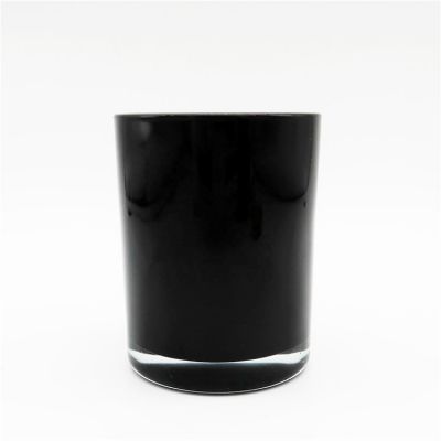 Luxury Black Glass Candle Jar/Container With Wooden Lid In Bulk