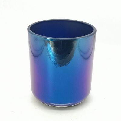 Colored Candle Jars Glass For Candle Custom Glass Candle Holder With Electroplating