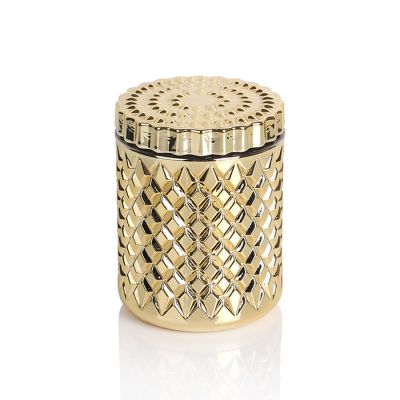 Luxury Gold Handmade Glass Candle Jar Candle Container with Lid