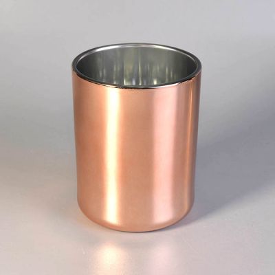 Rose Gold Classic Glass Spray Electroplating Scented Candle Jar Decorative Candle Vessels