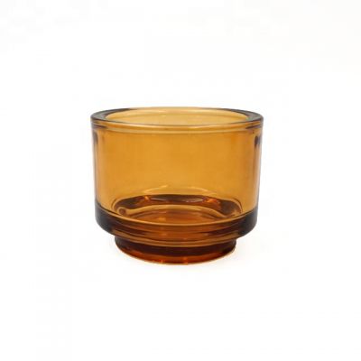 8oz Heat resistant thick wall amber glass candle holders with black gift box for wedding