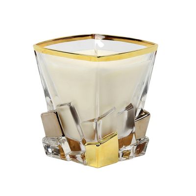 Square Luxury Home decoration Candle Container Glass Candle Jar