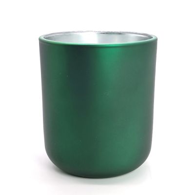 Modern Custom Design Frosted Green Glass Empty Canle Jar