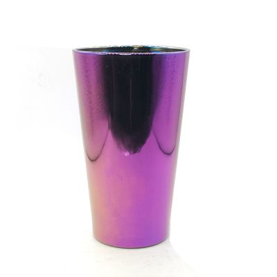 Empty Glass Candle Jars Electroplating Glass Holders Purple Containers Vessels For Candles