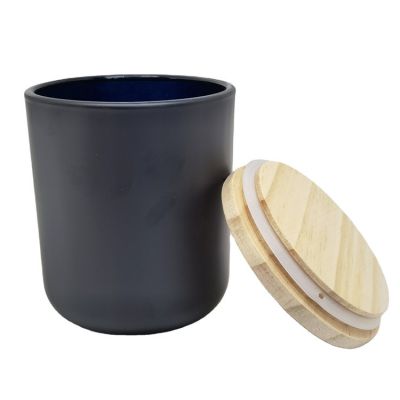 16oz matte black glass candle vessels with lids