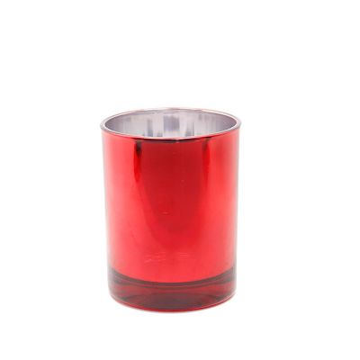 Customized empty electroplated mercury gold red glass candle container vessel