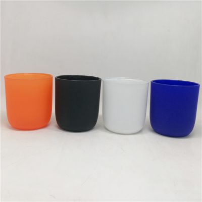 300ml empty frosting matte orange glass candle container