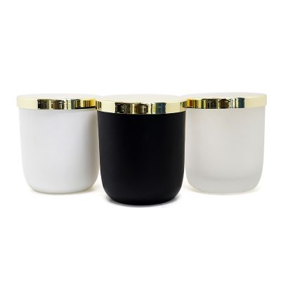 300 ml 8 oz empty matte black candle jars glass with gold lid