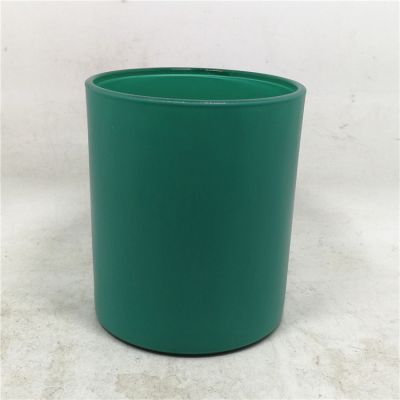 11 oz 13 oz painted opaque matte olive green glass candle container empty