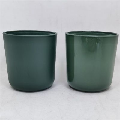 8oz empty sprayed shiny green color Matte green glass jars with gold lids for candle making