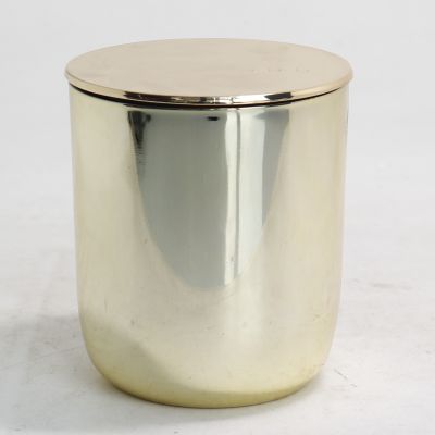 250ml/8.5oz electroplated shine gold mercury glass candle jar with gold metal lid