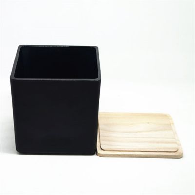 12cm Matte black matte white square candle jar modern glass container for candle